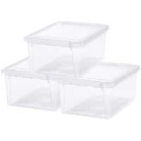 SmartStore Storage Boxes Plastic Clear 30 (W) x 40 (D) x 28 (H) cm Pack of 3