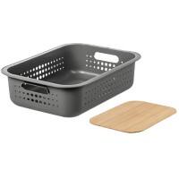 SmartStore Storage Basket Plastic with Lid Grey 28 (W) x 37 (D) x 13 (H) cm