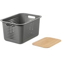 SmartStore Storage Basket Plastic with Lid Grey 28 (W) x 37 (D) x 29 (H) cm