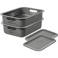 SmartStore Storage Basket Plastic Grey 28 (W) x 37 (D) x 13 (H) cm