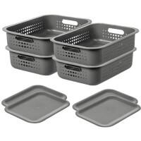 SmartStore Storage Basket Plastic with Lid Grey 28 (W) x 37 (D) x 19 (H) cm