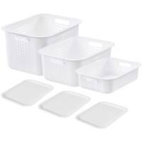 SmartStore Storage Basket Plastic with Lid White 28 (W) x 37 (D) x 26 (H) cm