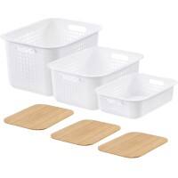 SmartStore Storage Basket Plastic with Lid White 28 (W) x 37 (D) x 26 (H) cm