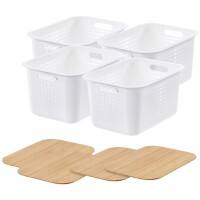 SmartStore Storage Basket Plastic with Lid White 28 (W) x 37 (D) x 29 (H) cm