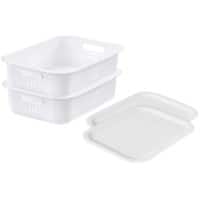 SmartStore Storage Basket Plastic with Lid White 28 (W) x 37 (D) x 13 (H) cm