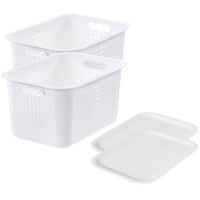 SmartStore Storage Basket Plastic with Lid White 28 (W) x 37 (D) x 23 (H) cm