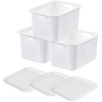 SmartStore Storage Basket Plastic with Lid White 28 (W) x 37 (D) x 26 (H) cm