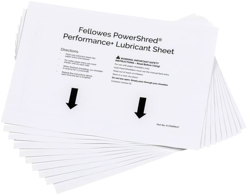 Fellowes Powershred Oil Sheets for Cross-Cut, Mini-Cut and Micro-Cut Shredders Pack of 10