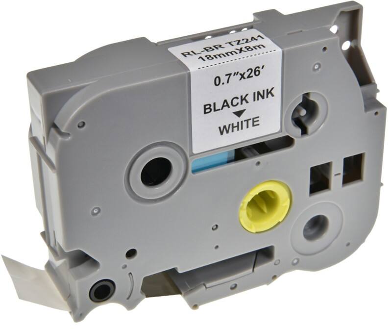 P-touch Label Tape Compatible Brother TZe-241 5BRT241-WT Adhesive Black on White 18 mm x 8 m