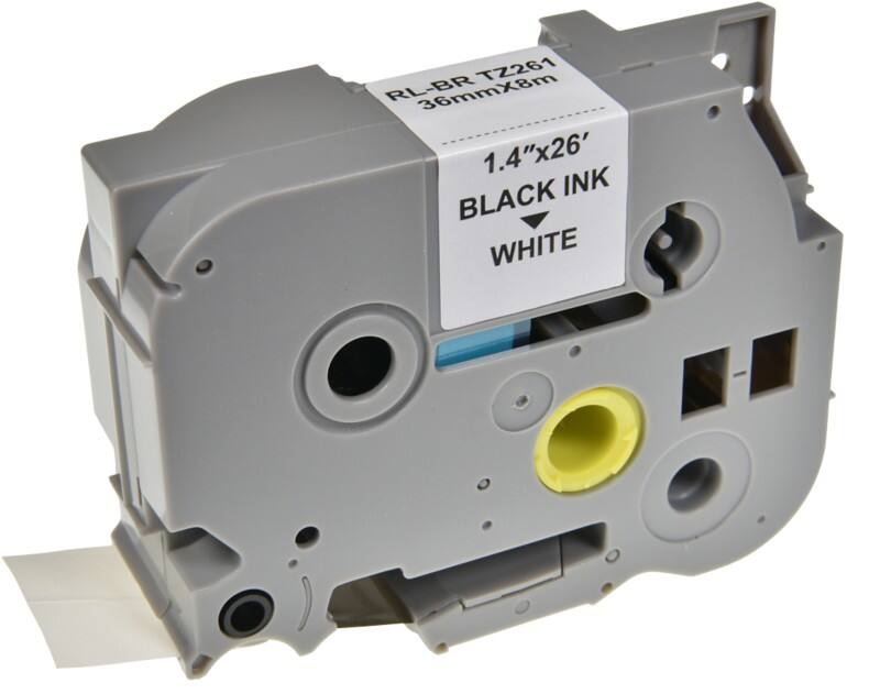 P-touch Label Tape Compatible Brother TZe-261 5BRT261-WT Adhesive Black on White 36 mm x 8 m
