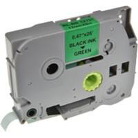 P-touch Label Tape Compatible Brother TZE731 5BRT731-WT Adhesive Black on Green 12 mm x 8 m