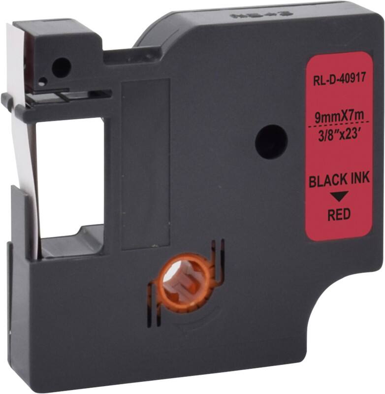 D1 S0720720 / 40917 Compatible Dymo Label Tape Self Adhesive Black Print on Red 9 mm x 7m