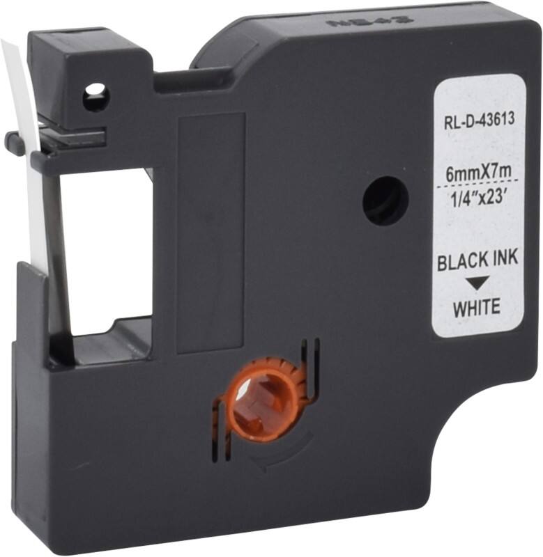 D1 S0720780 / 43613 Compatible Dymo Label Tape Self Adhesive Black Print on White 6 mm x 7m