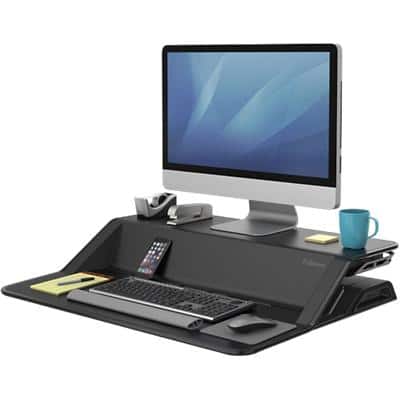 Fellowes Height Adjustable Sit Stand Workstation Lotus Black 8,319 x 616 x 1,397 mm