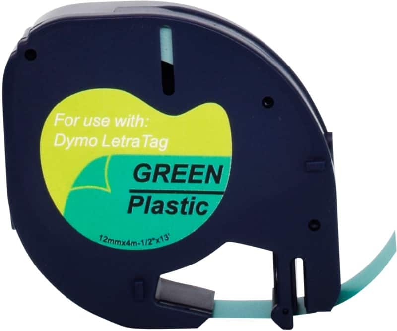 LT Labelling Tape Compatible DYMO 91224 RL-D-91224 Adhesive Green 12 mm x 4 m