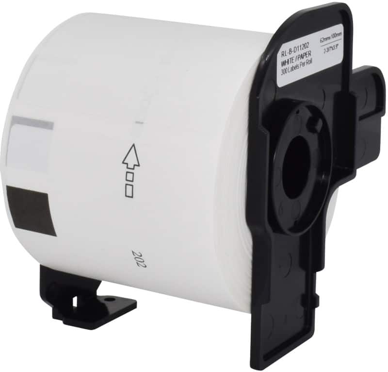 QL Label Roll Compatible Brother DK-11202 5BR11202 adhesive Black on White 62 x 100 mm 300 Labels