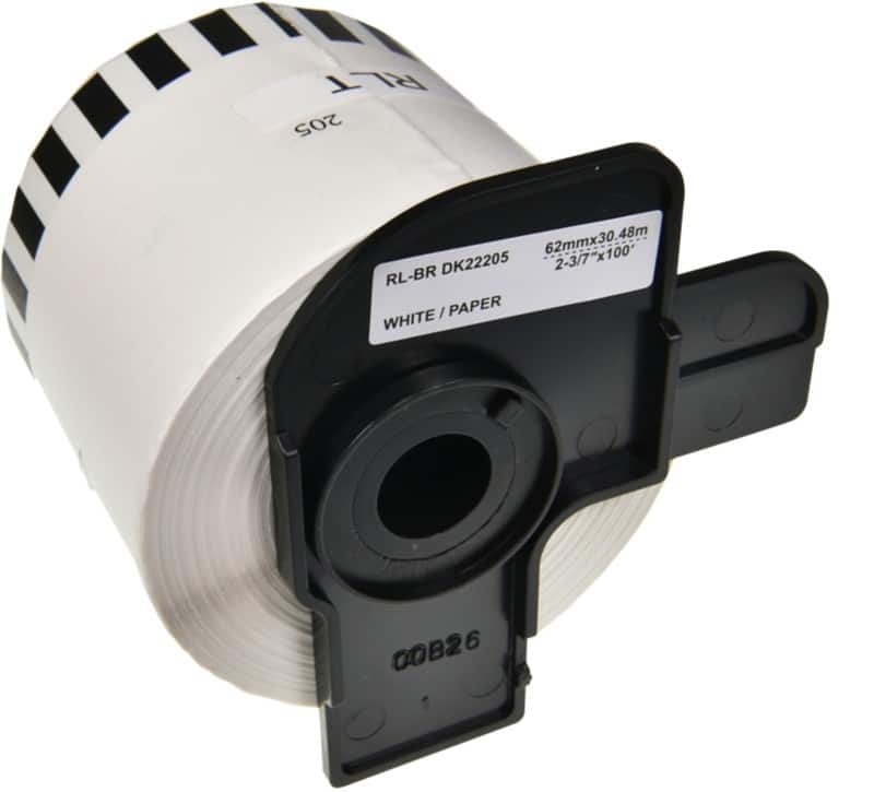 QL Label Roll Compatible Brother DK-22205 5BR22205-WT Adhesive Black on White 96 x 91 mm