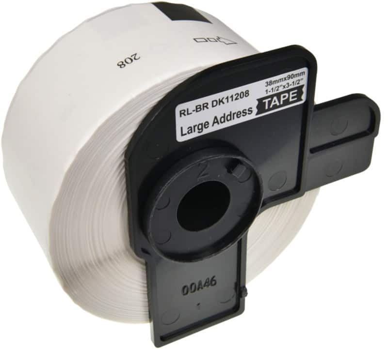 QL Label Roll Compatible Brother DK-11208 5D11208-WT Adhesive Black on White 100 x 91 mm 400 Labels