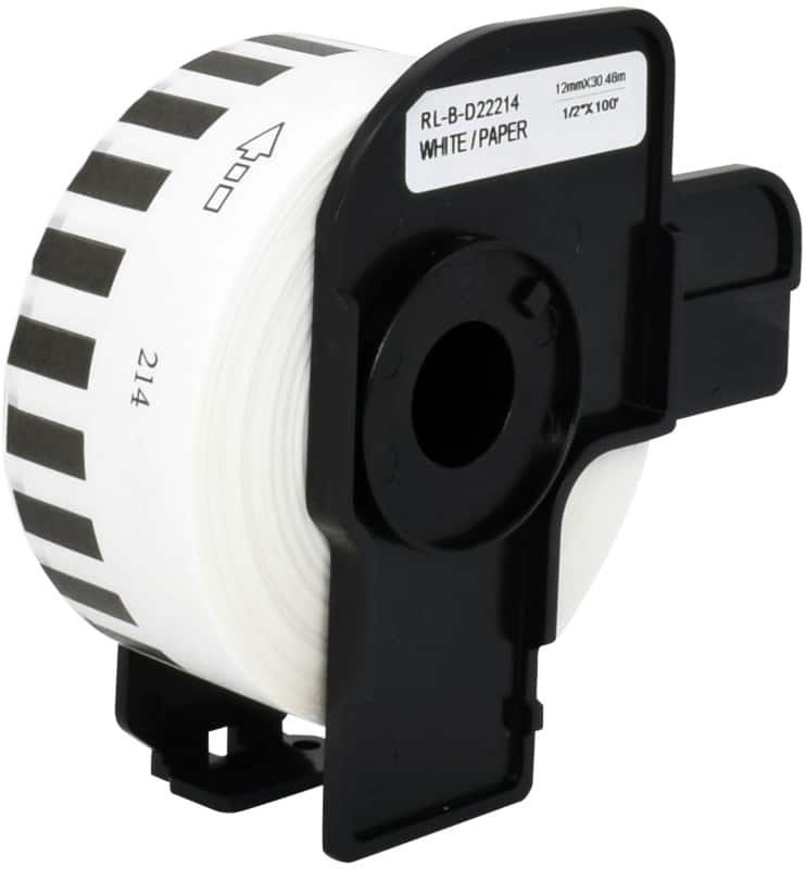 QL Label Roll Compatible Brother DK-22214 5D22214-WT Adhesive Black on White 96 x 91 mm
