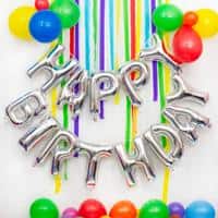 On the Wall Balloons Happy Birthday Silver 21418 Set of 17
