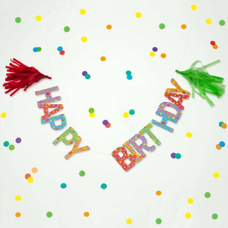 On the Wall 'Happy Birthday' Garland with Tissue Tassels