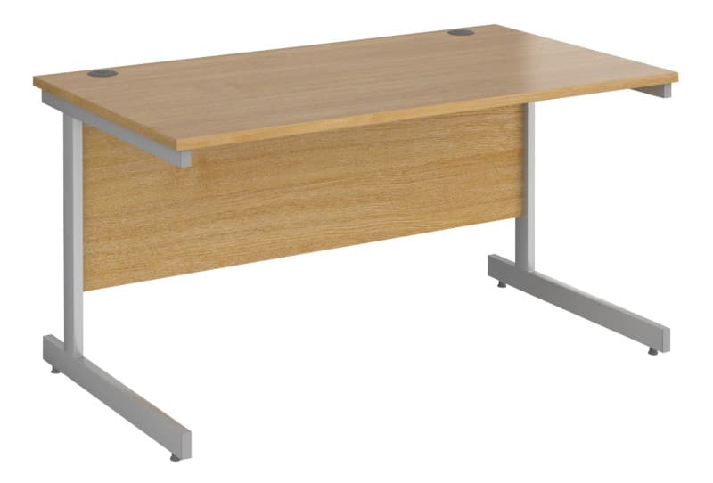 Dams International Contract 25 Straight Desk Oak Silver 1,400 x 800 x 725 mm