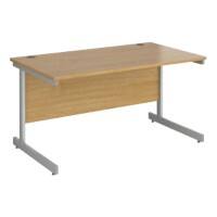 Dams International Contract 25 Straight Desk Oak Silver 1,400 x 800 x 725 mm