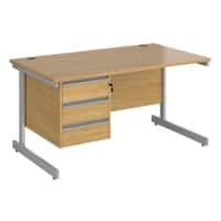 Dams International Contract 25 Straight Desk Oak Silver 1,400 x 800 x 725 mm