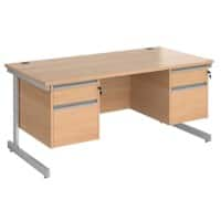 Dams International Contract 25 Straight Desk Beech Silver 1,600 x 800 x 725 mm