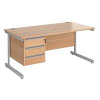 Dams International Contract 25 Straight Desk Beech Silver 1,600 x 800 x 725 mm