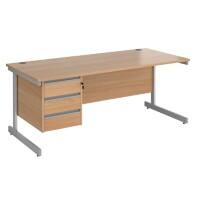 Dams International Contract 25 Straight Desk Beech Silver 1,800 x 800 x 725 mm