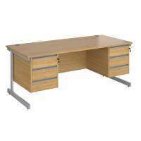 Dams International Contract 25 Straight Desk Oak Silver 1,800 x 800 x 725 mm