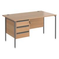 Dams International Contract 25 Straight Desk Oak Chrome 1,400 x 800 x 725 mm