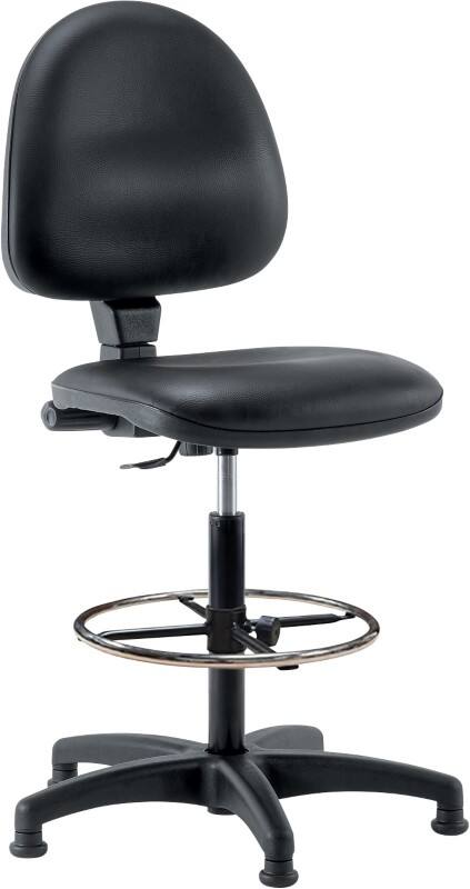 BE130 Draughtsman Chair Faux Leather Without armrest Black 110 kg MOD.111 640 x 640 x 1,330 mm