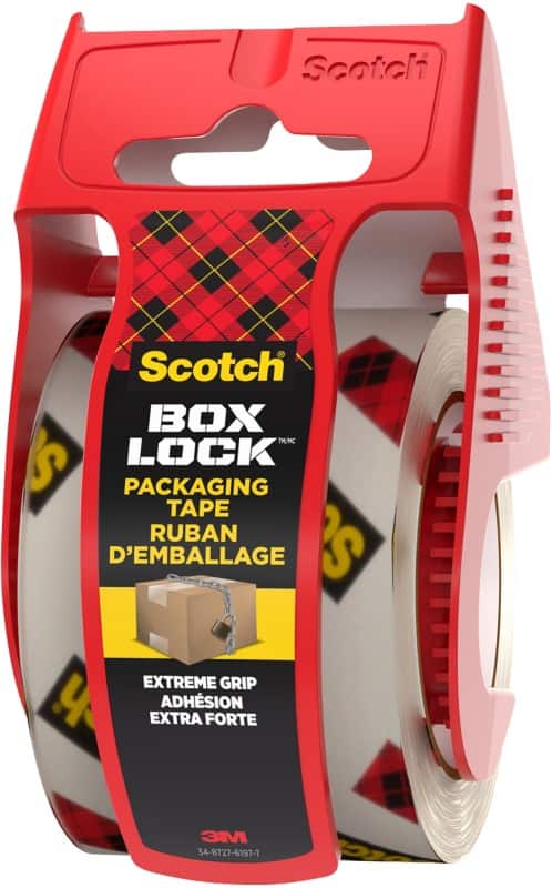 Scotch Box Lock Packaging Tape 195-EF, 48 mm x 20.3 m, 1 Roll with Dispenser