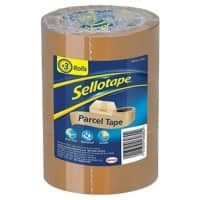 Sellotape Packaging Tape Sellotape Logo Brown 48 mm (W) x 50 m (L) PP (Polypropylene) Pack of 3