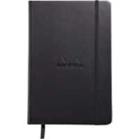 Rhodia Notebook 118609C A5 Ruled Casebound Side Bound Faux Leather Soft Cover Black 96 Pages 48 Sheets