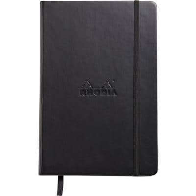 Rhodia Notebook 118609C A5 Ruled Casebound Side Bound Faux Leather Soft Cover Black 96 Pages 48 Sheets