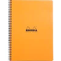 Rhodia Notebook 193008C A4+ Squared Spiral Bound Side Bound Laminated Cardboard Soft Cover Orange Perforated 160 Pages