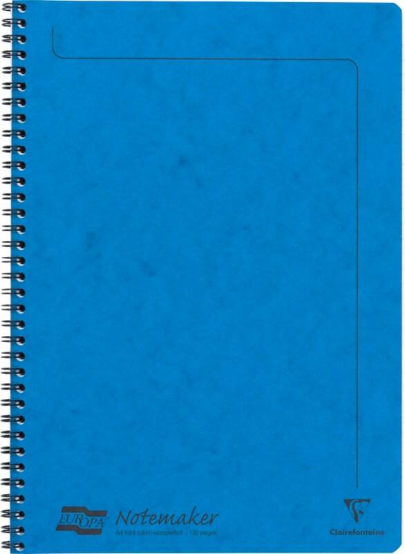 Europa Notebook 4865Z A4 Ruled Spiral Bound Side Bound Pressboard Hardback Blue Perforated 120 Pages