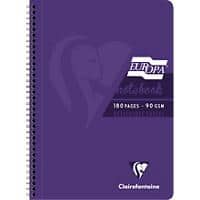 Europa Notebook 5803Z A4 Ruled Spiral Bound Side Bound Cardboard Hardback Purple Perforated 180 Pages