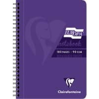 Europa Notebook 5813Z A5 Ruled Spiral Bound Side Bound Cardboard Hardback Purple Perforated 180 Pages