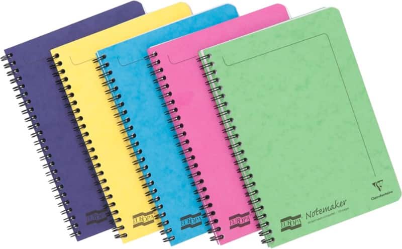 Europa Notebook 3155Z A5 Ruled Spiral Bound Side Bound Pressboard Hardback Multicolour Perforated 120 Pages Pack of 10