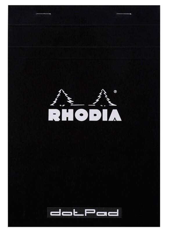 Rhodia Notepad 16559C A5 Dotted Stapled Top Bound Cardboard Soft Cover Black Perforated 160 Pages