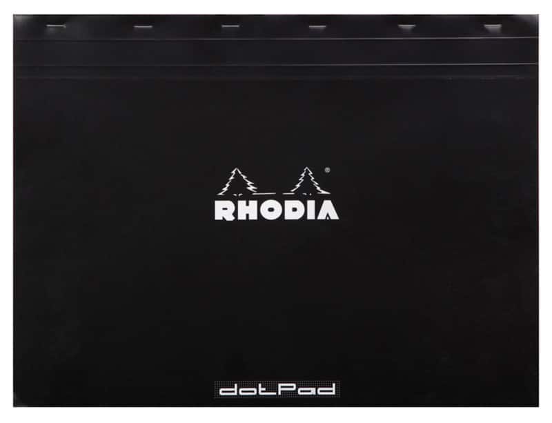 Rhodia Notepad 38559C A3+ Dotted Stapled Top Bound Cardboard Soft Cover Black Perforated 160 Pages