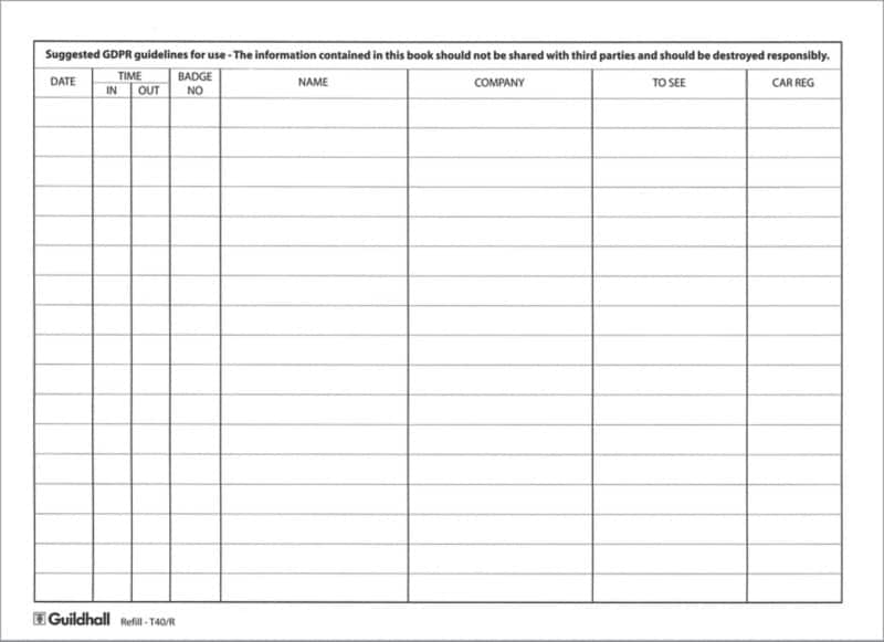 Guildhall Visitors Book Refill A4 Ruled T40/RZ White