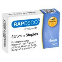 Rapesco Staples 26/6 S11661Z3 Steel Silver Pack of 1000