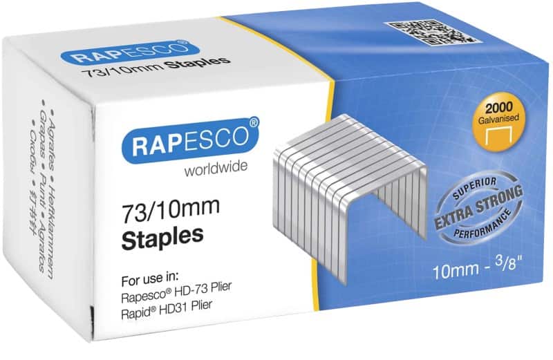 Rapesco Extra Strong Staples 73/10 1260 Steel Silver Pack of 2000