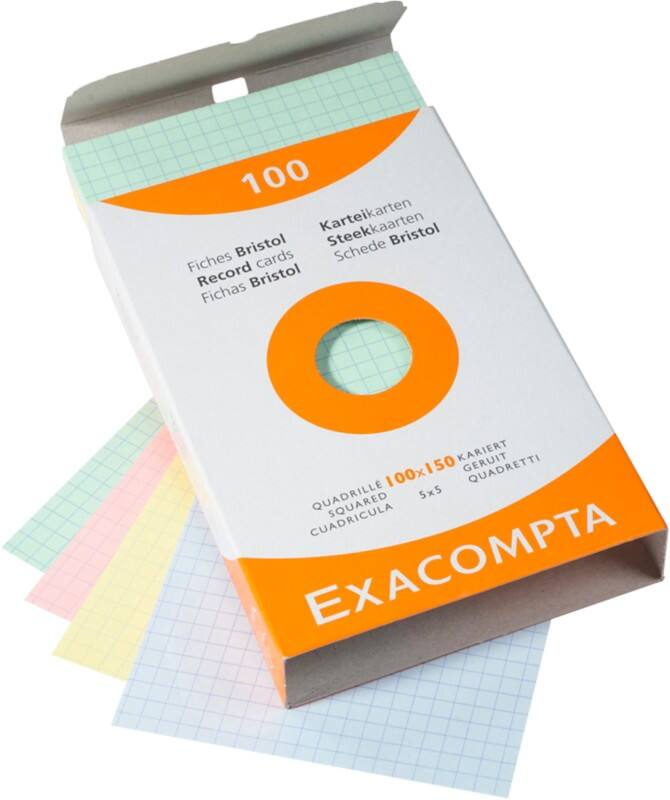 Exacompta Index Cards 13272E 100 x 150 mm Assorted 10.2 x 15.3 x 2.5 cm Pack of 10