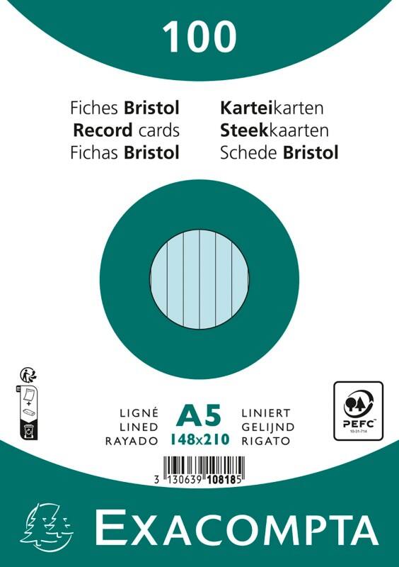 Exacompta Index Cards 10818SE A5 Sky blue 15 x 21.2 x 2.5 cm Pack of 10